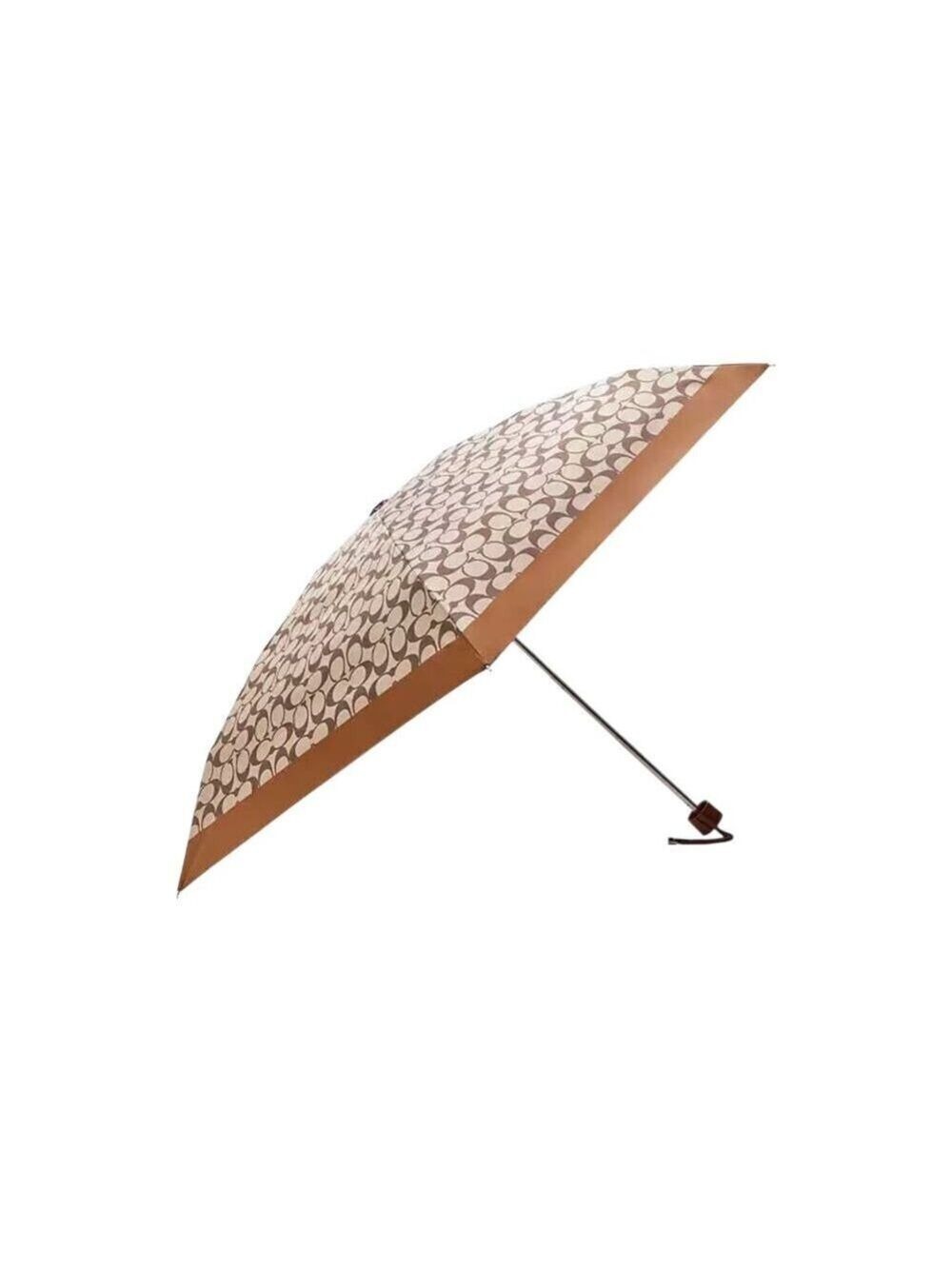 COACH MINI UMBRELLA KHAKI SADDLE SIGNATURE UV PROTECTION